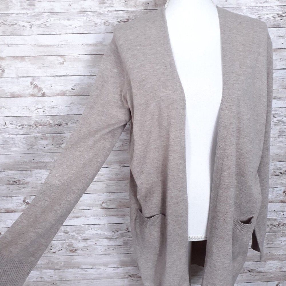 Sweet Romeo Womens Open Front Cardigan L Heather Latte 452A - Picture 2 of 5